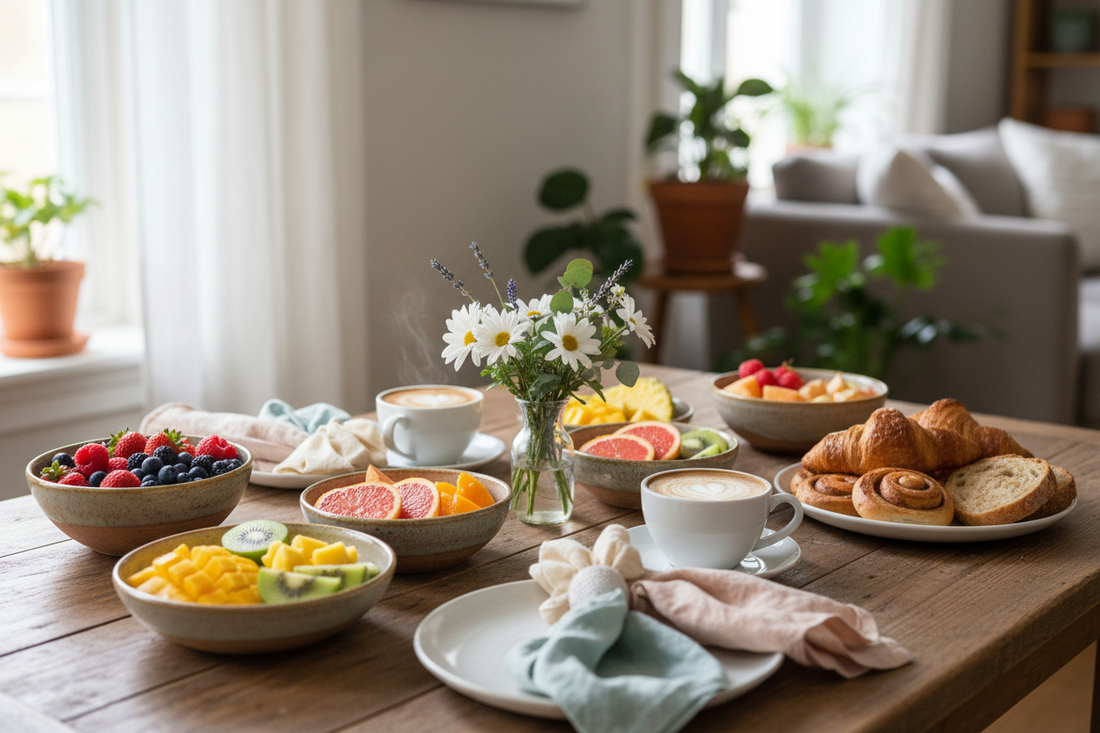 Cozy Brunch Vibes: Fruit Bowls, Plates & Coffee Cups for Relaxed Mornings