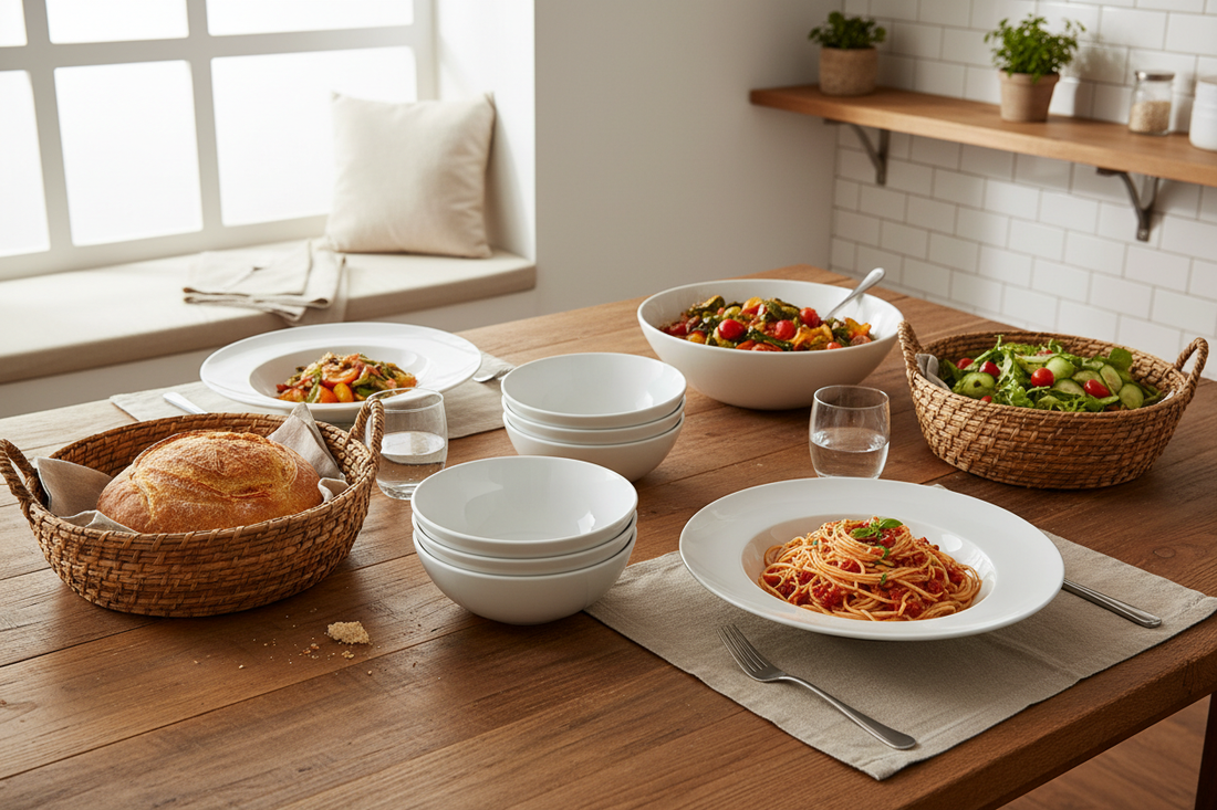 Serving Made Simple: Basic Bowls, Pasta Bowls & Bread Baskets for Family Meals