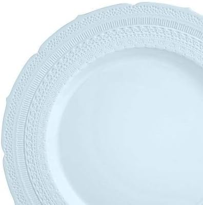 " OCCASIONS " 60 Plates Pack, Extra Heavyweight Disposable Vintage Wedding Party Plastic Plates (11'' Dinner Plate, Chateau in Blue)