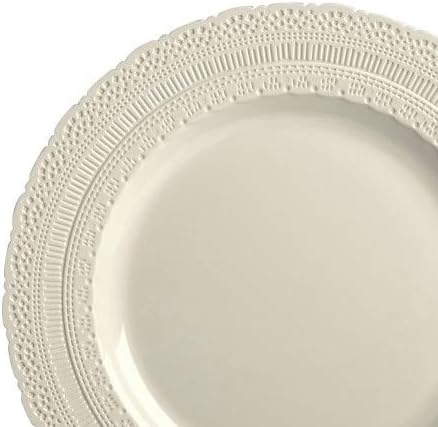" OCCASIONS " 60 Plates Pack, Extra Heavyweight Vintage Wedding Party Disposable Plastic Plates (8.25'' Appetizer/dessert plate, Chateau in Ivory)
