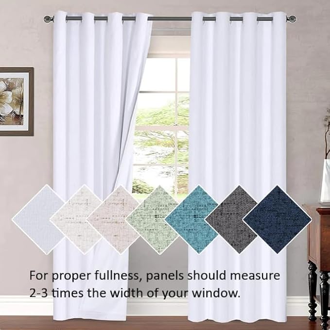 H.VERSAILTEX Patio White Curtains 100 x 96 Inches for Sliding Door Extral Wide Blackout Curtain Panels Thermal Insulated Room Divider - Grommet Top, 8' Tall by 8.5' Wide