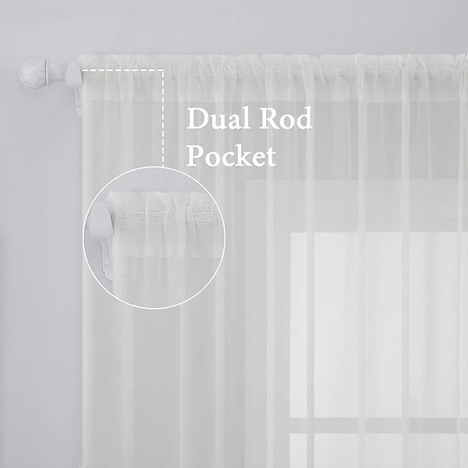 MIULEE Ivory Window Sheer Curtains for Bedroom Living Room Solid Elegant Net Drapes 2 Panels Width 42 x Length 63 Inches