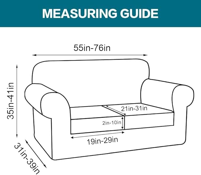 Turquoize 3 Piece Sofa Covers for 2 Cushion Couch Sofa Slipcover Soft Couch Cover for Dogs-Washable Sofa Furniture Cover with 2 Individual Cushion Covers, Thick Jacquard Fabric (Loveseat, Olive)