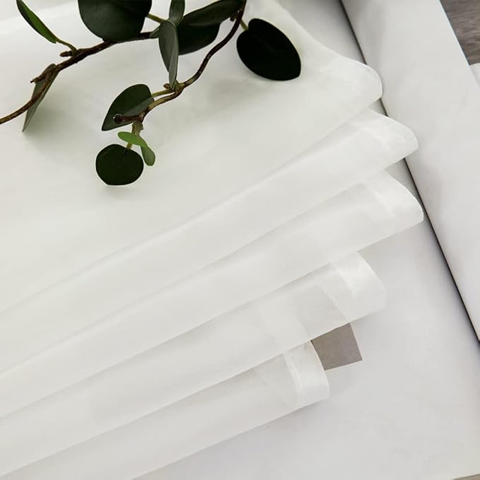 MIULEE 2 Panels Kitchen Tiers Half Window Sheer Curtains Rod Pocket Voile Drapes for Kitchen Bathroom Small Windows 54 by 24 Inch Ivory