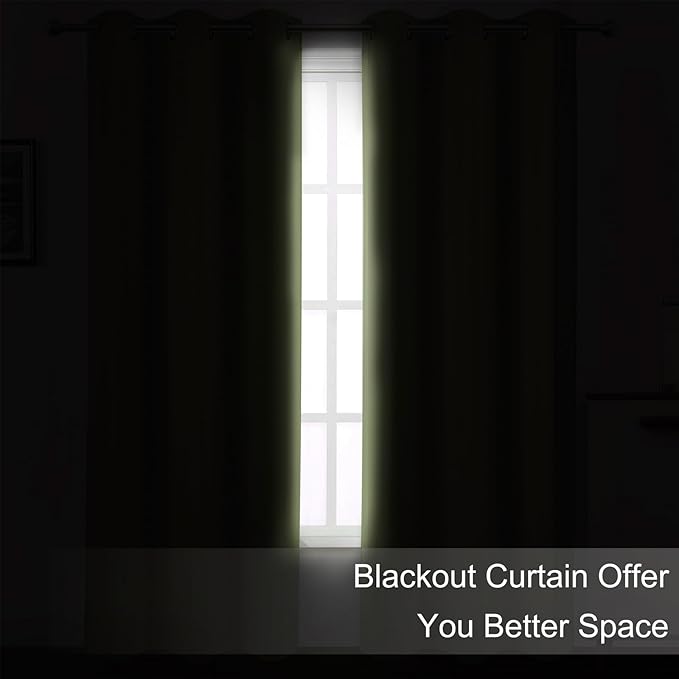 LEMOMO Sage Green Thermal Blackout Curtains/38 x 63 Inch/Set of 2 Panels Room Darkening Curtains for Bedroom