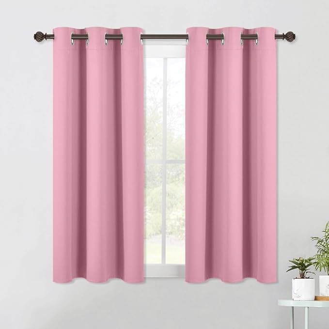 NICETOWN Blackout Window Curtains 60 inch Length 2 Panels, 34 x 60 Inch, Rouge Pink, Grommet Top Room Darkening Thermal Insulated Solid Vertical Drapes for Bedroom/Kid Room