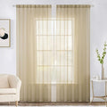 MIULEE 2 Panels Solid Color Sheer Window Curtains Elegant Window Voile Panels/Drapes/Treatment for Bedroom Living Room (54X96 Inches Beige)
