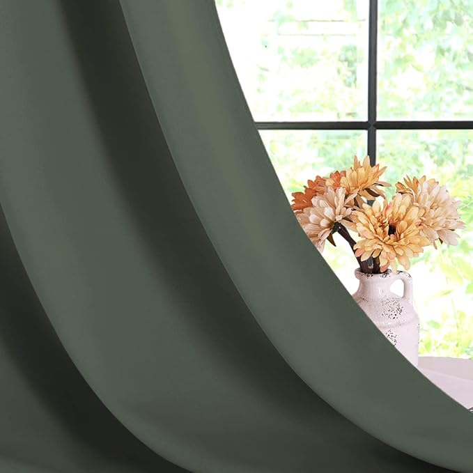 NICETOWN Thermal Insulated Curtains Blackout Draperies, Dark Mallard, Window Treatment Solid Grommet Room Darkening Drape Panels for Bedroom (Set of 2, 70 by 54 inches Long)