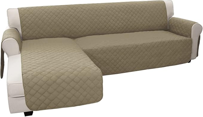 Easy-Going Sofa Slipcover L Shape Sofa Cover Sectional Couch Cover Furniture Protector Mat for Pets Dog Cat (X-Large, Beige/Beige)