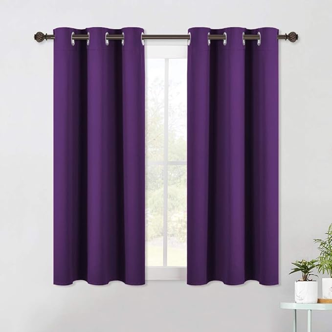 NICETOWN Blackout Curtain Panels for Bedroom, 2 Panels, Royal Purple, W42 x L40-inch, Thermal Insulated Grommet Top Blackout Draperies and Drapes for Basement