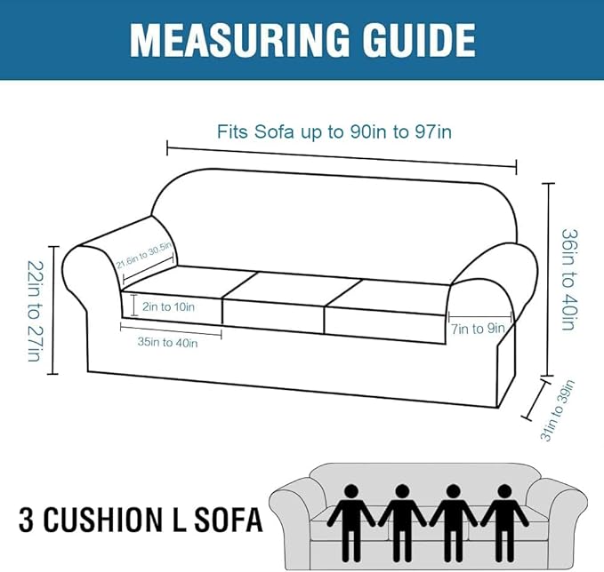 H.VERSAILTEX High Stretch Sofa Slipcover 4 Piece Cover Velvet Furniture Protector Form Fit Thick Velvet Extra Large Sofa Cover for 3 Cushion Couch Width Up to 97 Inch (Large Sofa, Taupe)