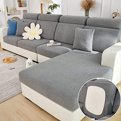 Couch Cushion Covers for Sofa Couch Covers Wear-Resistant Universal Sofa Cover Washable Stretch for Sectional Slipcovers (Texture-Gray,Back Cover M)