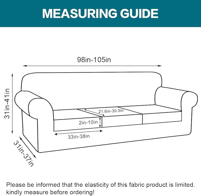 Turquoize 4 Piece Sofa Covers for 3 Cushion Couch Sofa Slipcover Soft Couch Cover for Dogs-Washable Sofa Furniture Covers with 3 Individual Large Cushion Covers Jacquard Fabric (XL Sofa, Brown)