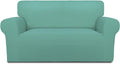 PureFit Super Stretch Sofa Slipcover – Spandex Non Slip Soft Couch Sofa Cover, Washable Furniture Protector with Non Skid Foam and Elastic Bottom for Kids, Pets （Loveseat, Cyan）