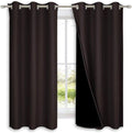 NICETOWN Complete 100% Blackout Curtains, Thermal Insulated & Energy Efficiency Window Draperies with Black Liner, Noise Reducing Short Curtains for Kids Room (Brown, 42-inch W by 63-inch L, 2 Panels)