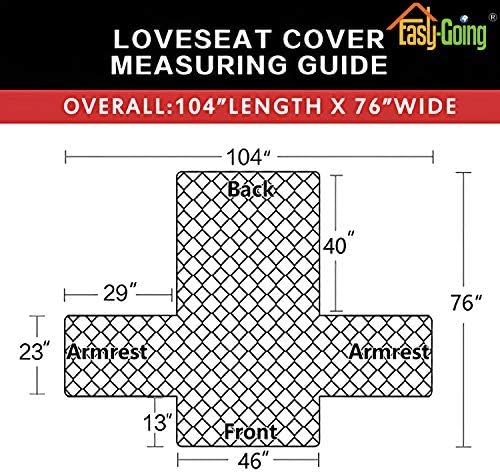 Easy-Going Reversible Loveseat Couch Cover for 2 Cushion Couch Sofa Cover for Dogs Water Resistant Furniture Protector with Foam Sticks Elastic Straps for Pet (Loveseat, Blue/Ivory)