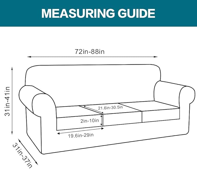 Turquoize 4 Piece Sofa Slipcover Sofa Covers for 3 Cushion Couch Soft Couch Cover for Dogs-Washable Sofa Furniture Covers with 3 Individual Cushion Covers,Feature Jacquard Fabric(3 Cushion Sofa, Sand)