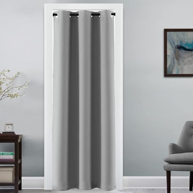 H.VERSAILTEX Doorway Curtain Blackout Closet Door Curtain Room Divider Window Treatment Curtain for Bedroom Thermal Insulated Privacy Drape Soundproof Grommet, 42 x 80 inches, 1 Panel, Dove Grey