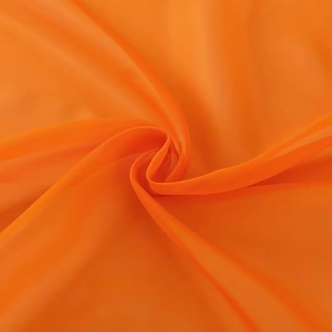 SpaceDresser Basic Rod Pocket Sheer Voile Window Curtain Panels Orange 2 Panels 52 Width 96 Inch Long for Kitchen Bedroom Children Living Room Yard(Orange,52 W x 96 L)