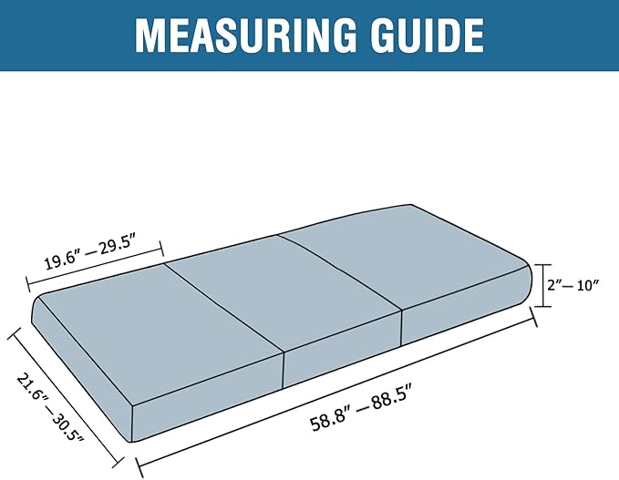 H.VERSAILTEX Super Stretch Couch Cushion Covers Sofa Cushion Slipcovers Jacquard Fabric Individual Seat Couch Slipcover Sets for Pets with Elastic Bottom(3 Packs Cushion Sofa Covers, Dusty Blue)