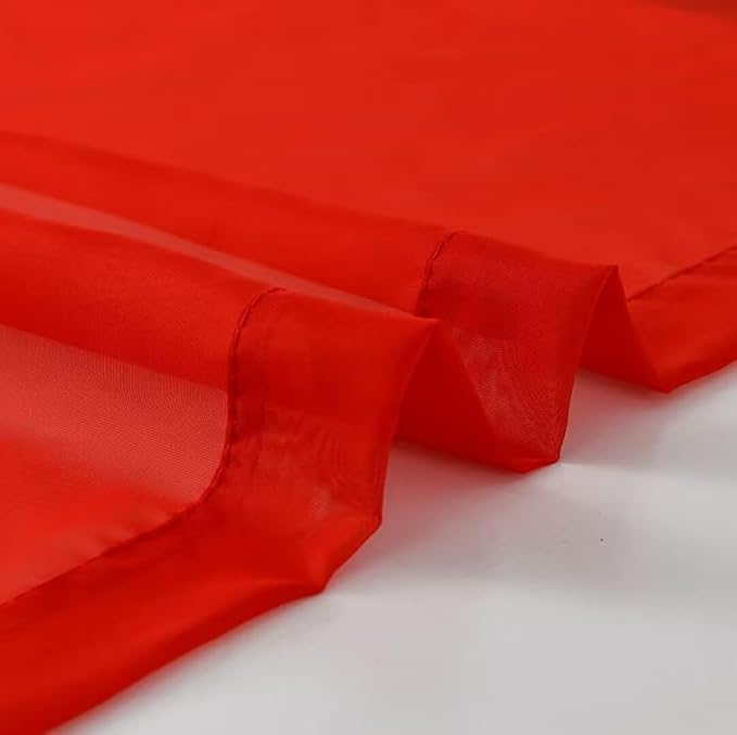 SpaceDresser Sheer Red Curtains 4 Panels Rod Pocket Semi-Sheer Curtain 72 Inches Long Light Filtering Voile Window Drapes for Bedroom Living Room Kitchen, Each 52W x 72L