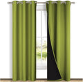 NICETOWN Blackout Curtains 84 inches Long, 2 Pieces, 42" Wide Each Panel, Fresh Green, Full Light Blocking Drapes with Black Liner for Nursery, Thermal Insulated Draperies for Hall, Villa