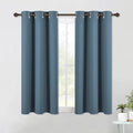 NICETOWN Smoky Blue Blackout Curtain Panels 48 inch Long Set of 2 for Bedroom, Thermal Insulated Grommet Top Light Blocking Draperies and Drapes for Basement (W34)