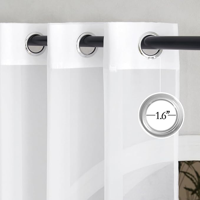 NICETOWN Kitchen Curtains 36 inches Long, Grommet Voile Sheer with Light Filtering Window Treatments Elegant Lightweight Drapes for Nursery/Bathroom, W30 x L36, 2 Panels