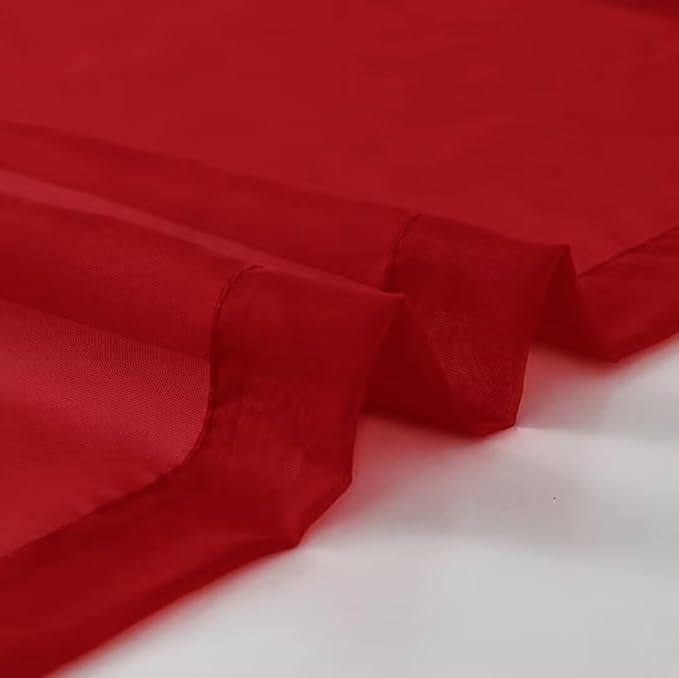 SpaceDresser Sheer Voile Window Treatment Rod Pocket Curtain Panels for Kitchen Bedroom Living Room Drapes Sunlight Filtering Privacy Semi Home Decor Assorted Colors Sizes (Christmas Red, 52 W x 96 L)