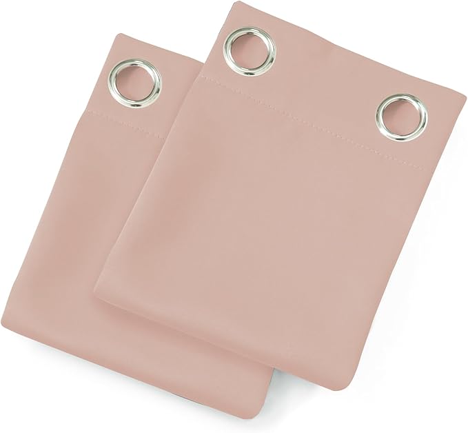 LEMOMO Blush Blackout Curtains 52 x 63 Inch Length/Set of 2 Curtain Panels/Thermal Insulated Room Darkening Curtains for Bedroom and Living Room
