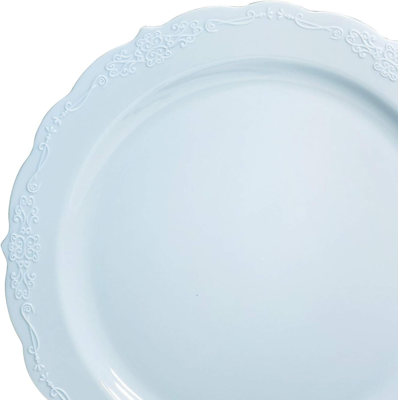 " OCCASIONS " 240 Plates Pack,(120 Guests) Vintage Wedding Party Disposable Plastic Plates Set -120 x 10'' Dinner + 120 x 7.5'' Salad/Dessert (Verona Blue)