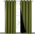 NICETOWN 100% Blackout Curtain Set, Thermal Insulated & Energy Efficiency Window Draperies for Guest Room, Full Shading Panels for Shift Worker and Light Sleepers, Olive Green, 52W x 84L, 2 PCs