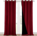 NICETOWN 100% Blackout Curtains with Black Liner Backing, Thermal Insulated Curtains for Living Room, Noise Reducing Drapes for Christmas, Burgundy Red, 52" x 120" Per Panel, Set of 2