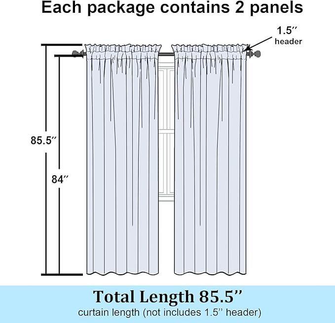 Simplebrand Lemon Sheer Curtains 84 Inches Long, Light Filtering Rod Pocket Solid Color Window Sheer Curtain Panels, Elegant Curtains & Drapes for Living Room, Bedroom 2 Panels (Lemon, 42" W x 84" L)