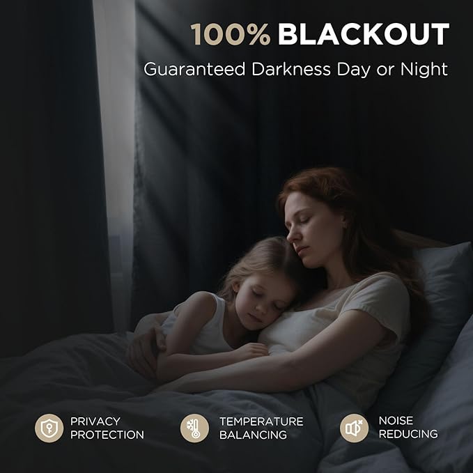 Joydeco Linen Blackout Curtains for Bedroom - 100% Light Blocking 1 Panels, Light Grey Drapes 100" W x 84" L, Thermal Insulated Room Darkening Curtains for Living Room, Rod Pocket & Back Tabs