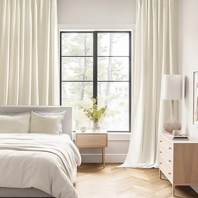 MIULEE Beige White Back Tab Blackout Curtains 120 Inch Long 2 Panels Set for Bedroom, Rod Pocket/Pinch Pleated Extra Long Thermal Insulated Living Room Darkening Light Blocking 10FT Drapes