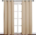 NICETOWN Thermal Insulated Eyelet Top Room Darkening Panels/Curtains/Drapes for Bedroom (2 Panels, W42 x L84 inches, Biscotti Beige)
