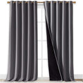 NICETOWN 100% Blackout Blinds, Laundry Room Decor Window Treatment Curtains for Large Patio Sliding Door, Thermal Insulated Grey Curtains for Bedroom, Set of 2, 70 inches x 108 inches