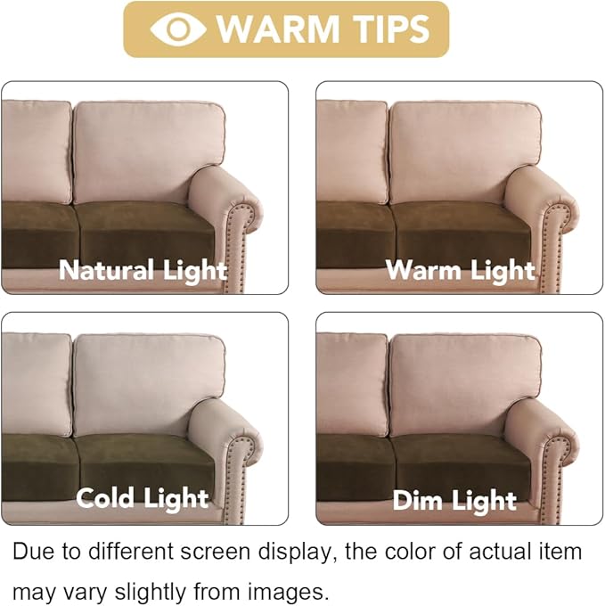 H.VERSAILTEX Velvet Stretch Couch Cushion Cover Plush Cushion Slipcover for Chair Loveseat Sofa Cushion Furniture Protector Seat Cushion Sofa Cover (3 Piece XL Sofa Cushion Covers, Bronze Brown)