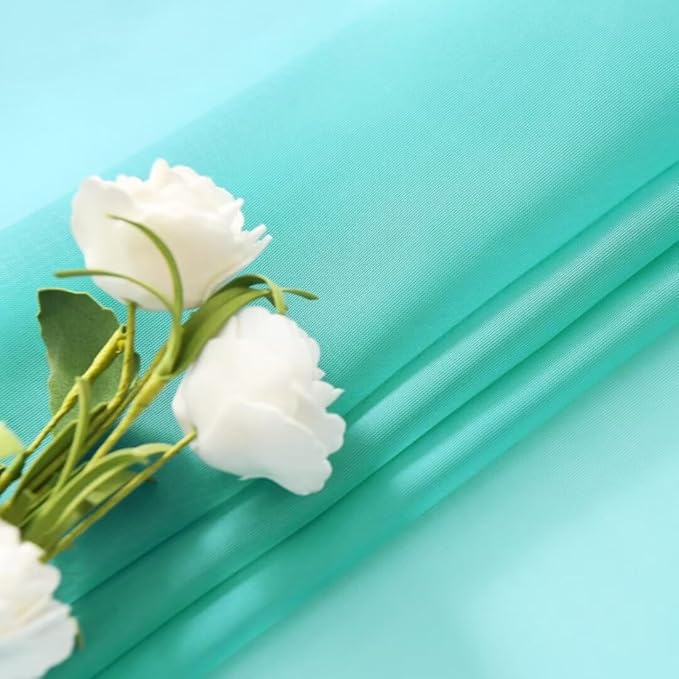 SpaceDresser Sheer Voile Window Treatment Rod Pocket Curtain Panels for Kitchen Bedroom Living Room Drapes Sunlight Filtering Privacy Semi Home Decor Assorted Colors Sizes (Turquoise, 52 W x 96 L)