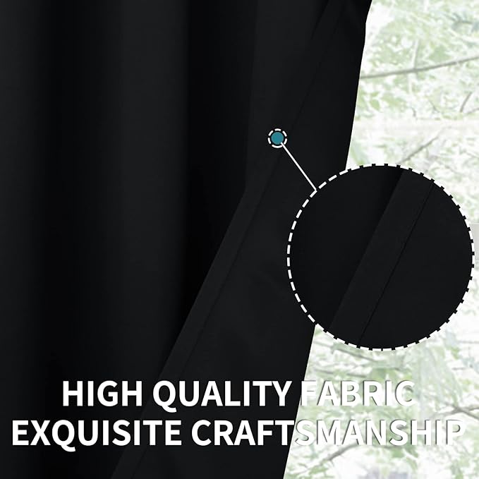 BGment Blackout Curtains for Living Room - Grommet Thermal Insulated Room Darkening Curtains for Bedroom, Set of 2 Panels (42 x 72 Inch, Black)