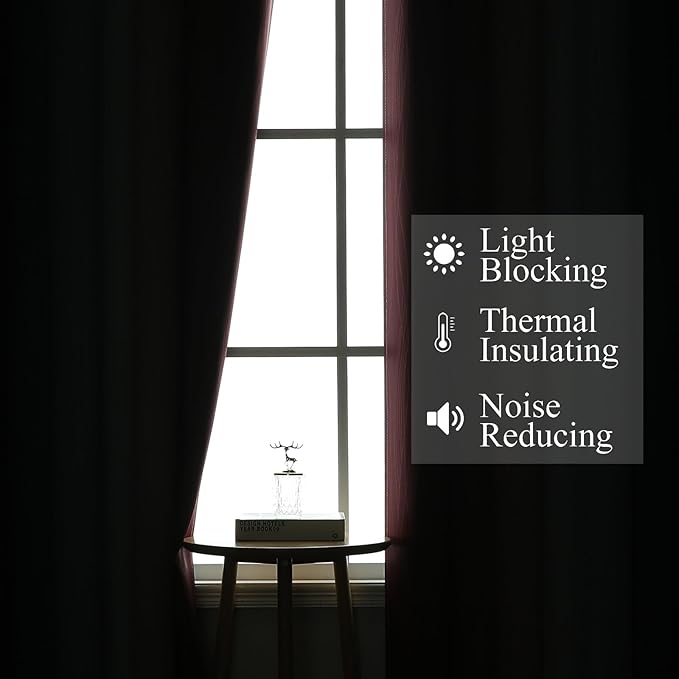 Estelar Textiler Navy Blue and Burgundy Red Blackout Ombre Curtains for Bedroom 63 Inches Long, Gradient Light Blocking Thermal Insulated Grommet Drapes for Living Room,52Wx63L,2 Panels