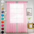 youleyar Solid Sheer Rod Pocket Curtain Voile Draperies 2 Panels White Beige Black Grey Coffee 52 Inch Width 108 Inch Long 1 Pair for Kitchen Bedroom Children Living Room Yard (Pink, 52Wx108L)