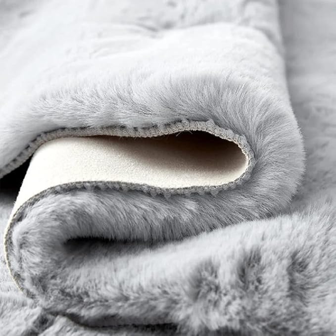 ORINOVA Faux Fuzzy Washable Fur Area Rugs for Bedroom 3x5 Silver Gray Fluffy Rug for Living Room Cute Room Nursery Rug