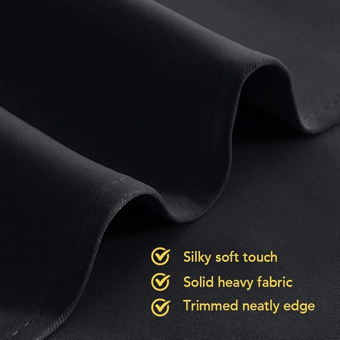 NICETOWN Bathroom Blackout Curtains and Drapes, Black Solid Thermal Insulated Grommet Blackout Drapery Panels for Window (2 Panels, 70 inches Wide by 63 inches Long, Black)