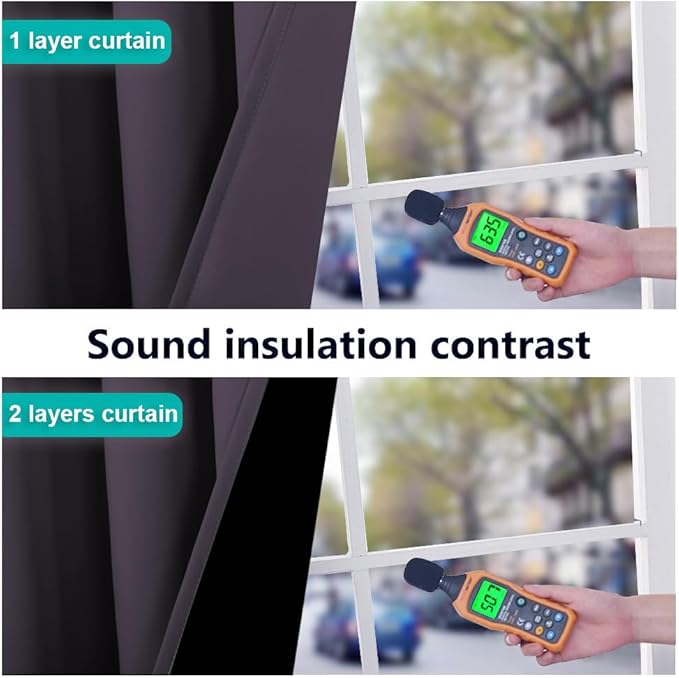 NICETOWN 100% Blackout Blinds, Set of 2, 46" x 96", Greyish Purple, Laundry Room Decor Window Treatment Curtains for Large Patio Sliding Door, Thermal Insulated Curtains for Bedroom