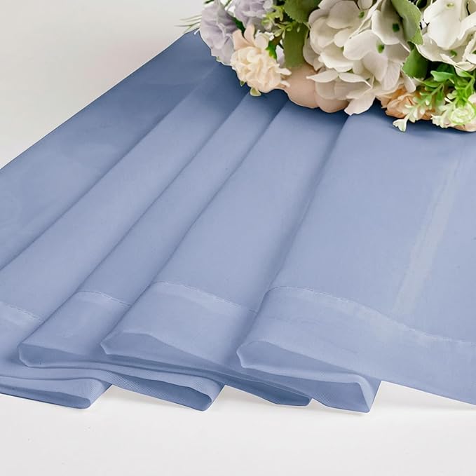 Chyhomenyc Sheer Curtains 45 Inch Long 2 Panels - Light Filtering Short Soft Airy Short Cafe Curtains, Modern Rod Pocket for Dinning Living Room Bedroom, 42Wx45L Inches, Denim Blue
