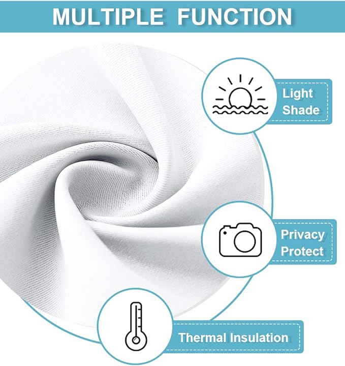 RYB HOME Short Curtains for Small Window, Sunmmer Heat Light Blocking Privacy Protection Curtains for Sunroom Laundry Room Stair Window, Width 52 by Length 36, Pure White, Set of 2