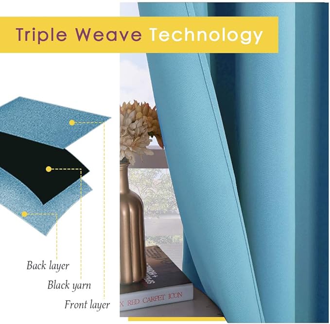 NICETOWN Blackout Draperies Curtains for Kids Room, Window Treatment Thermal Insulated Solid Grommet Blackout Drape Panels for Bedroom (Teal Blue, Set of 2, 70 by 84 inches)