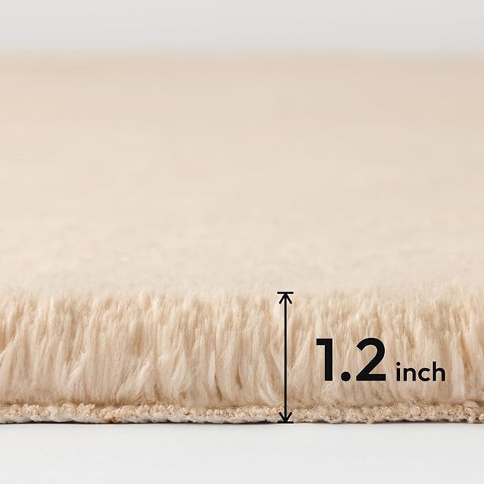Ashler Faux Fur Rug, Ultra Soft Faux Rabbit Fur, Beige Area Rugs, 6 x 9 Feet Rectangle, Machine Washable Nursery Decor Throw Rugs for Bedroom, Kids Room, Living Room